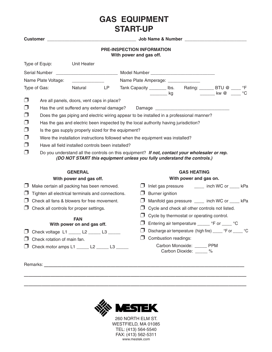 Gas equipment start-up | Sterling GG User Manual | Page 40 / 40