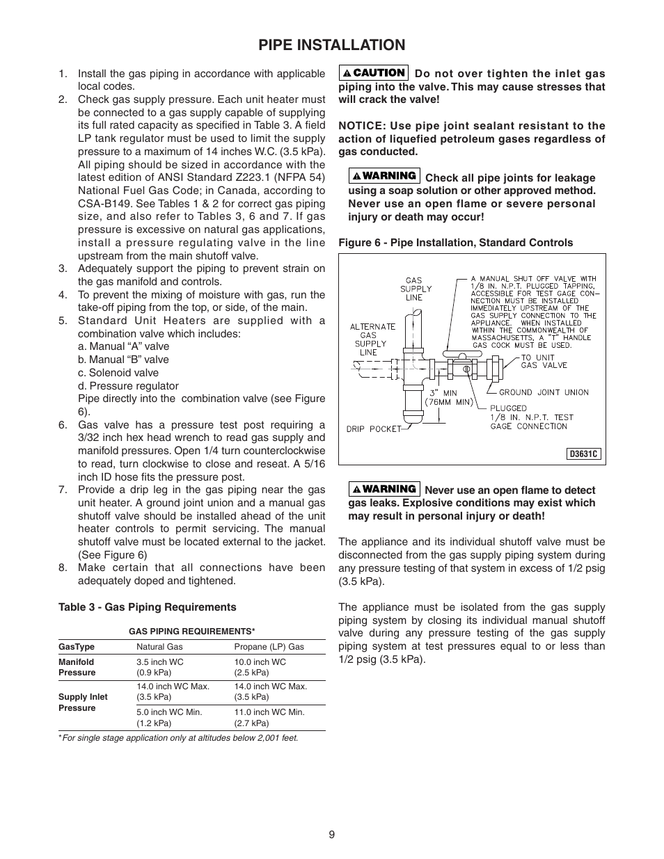 Pipe installation | Sterling GG User Manual | Page 9 / 40