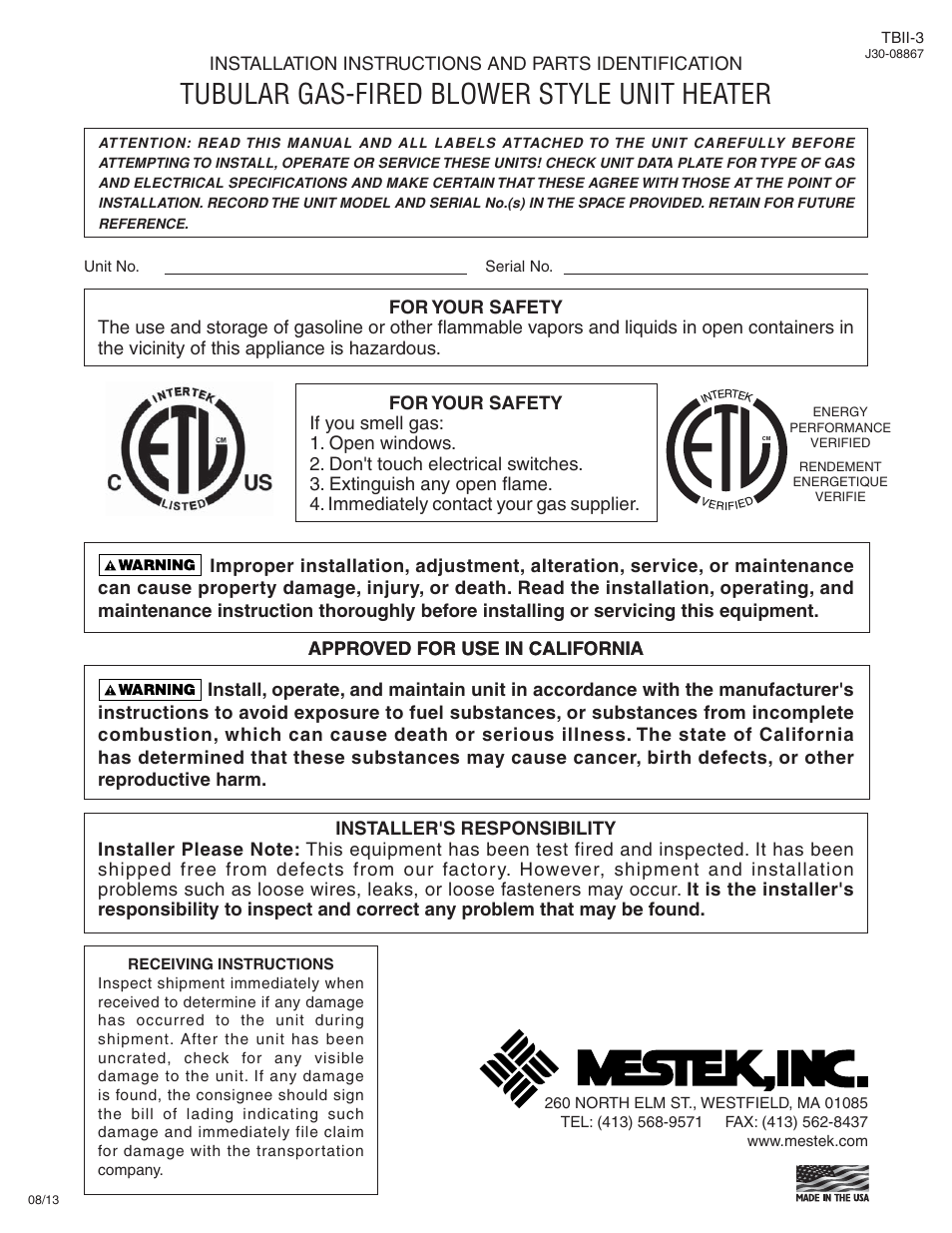 Sterling TC User Manual | 36 pages