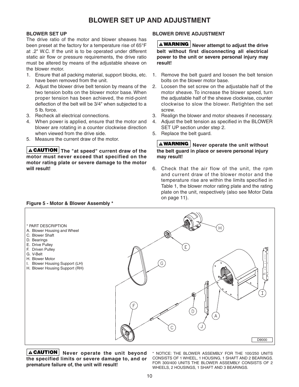 Blower set up and adjustment | Sterling TC User Manual | Page 10 / 36