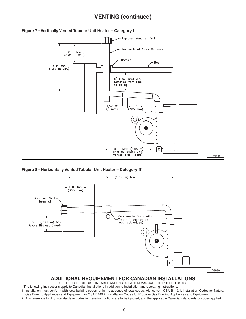 Venting (continued), Additional requirement for canadian installations | Sterling TC User Manual | Page 19 / 36