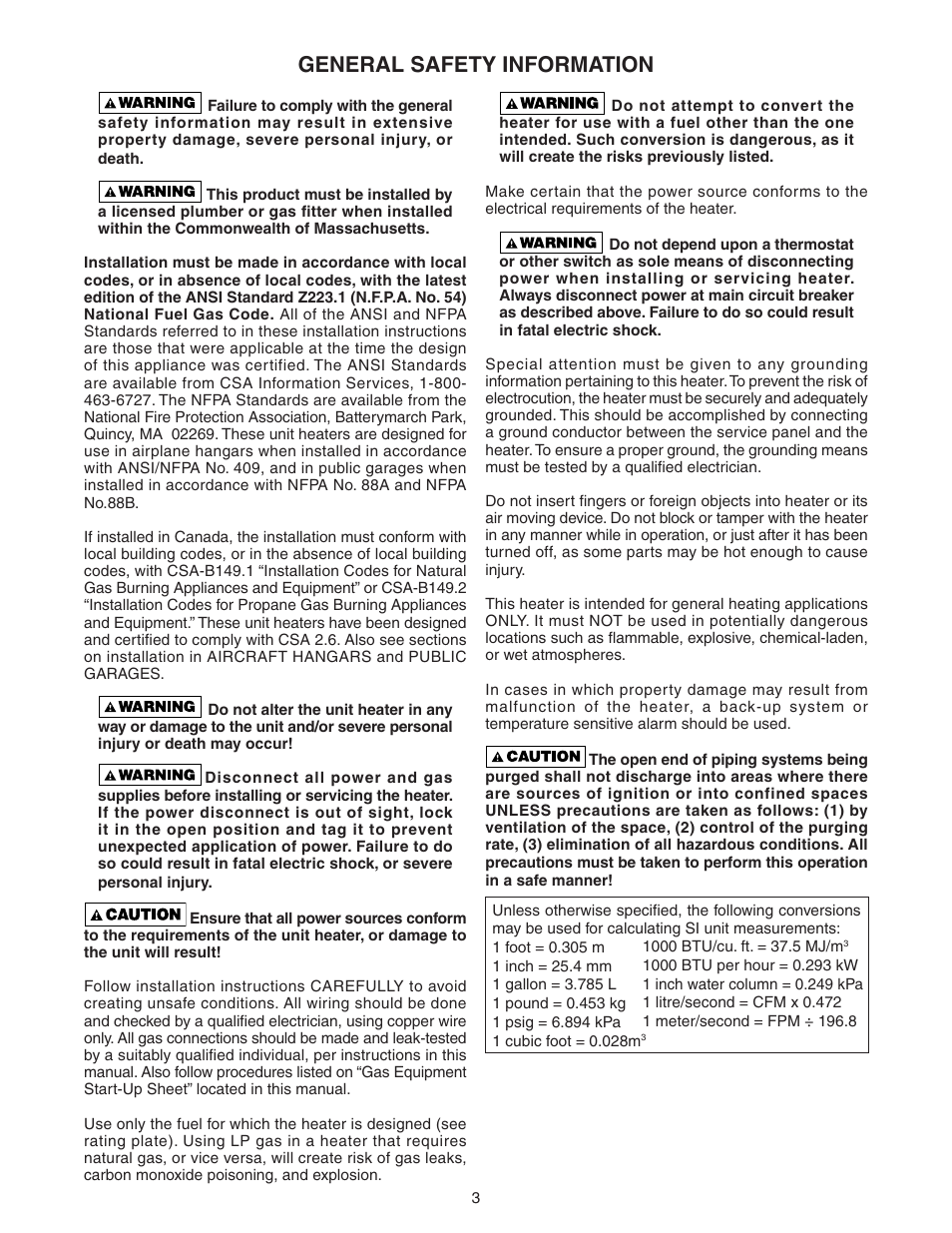 General safety information | Sterling TC User Manual | Page 3 / 36