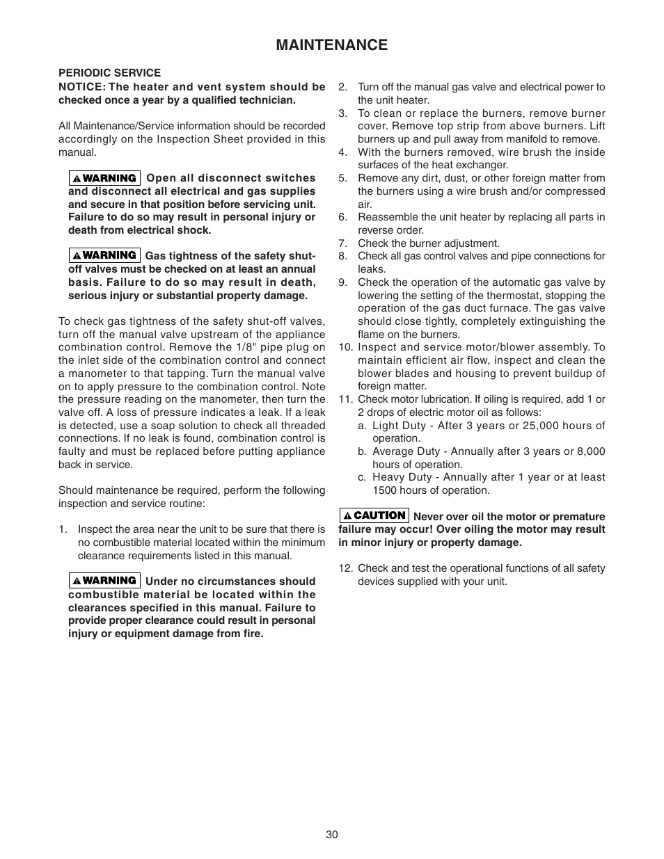 Maintenance | Sterling TC User Manual | Page 30 / 36