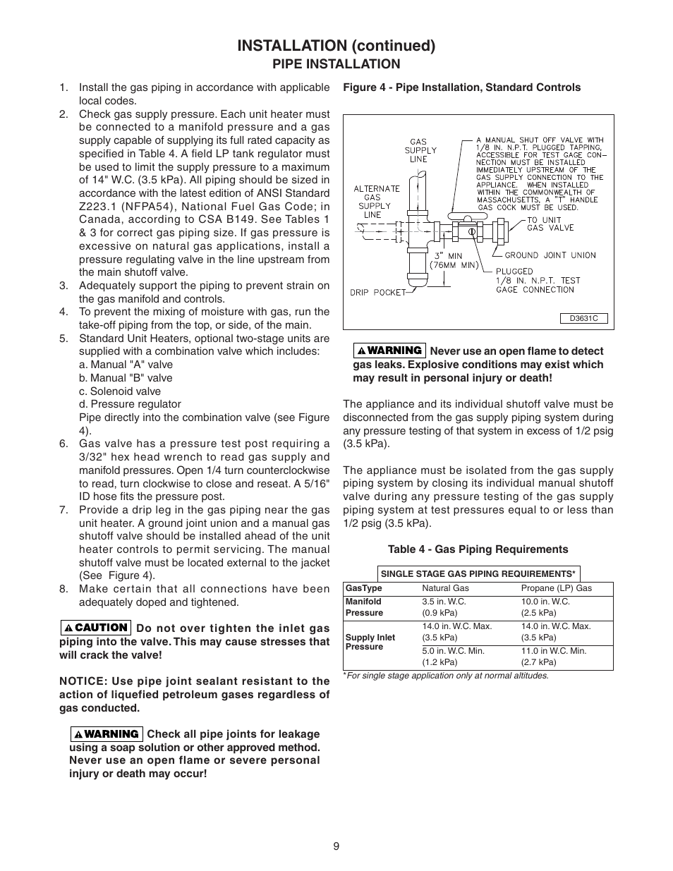Installation (continued), Pipe installation | Sterling TC User Manual | Page 9 / 36