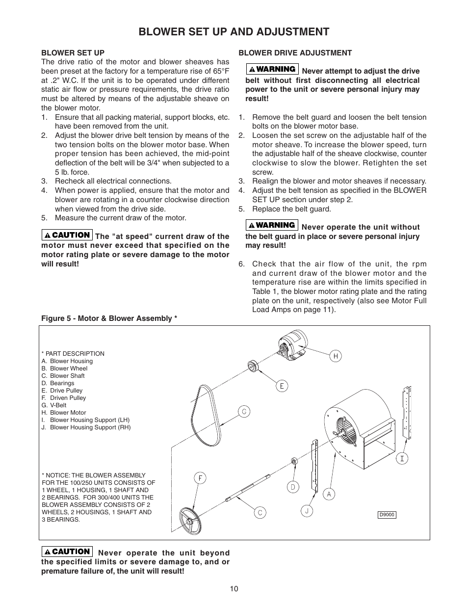 Blower set up and adjustment | Sterling SC User Manual | Page 10 / 36