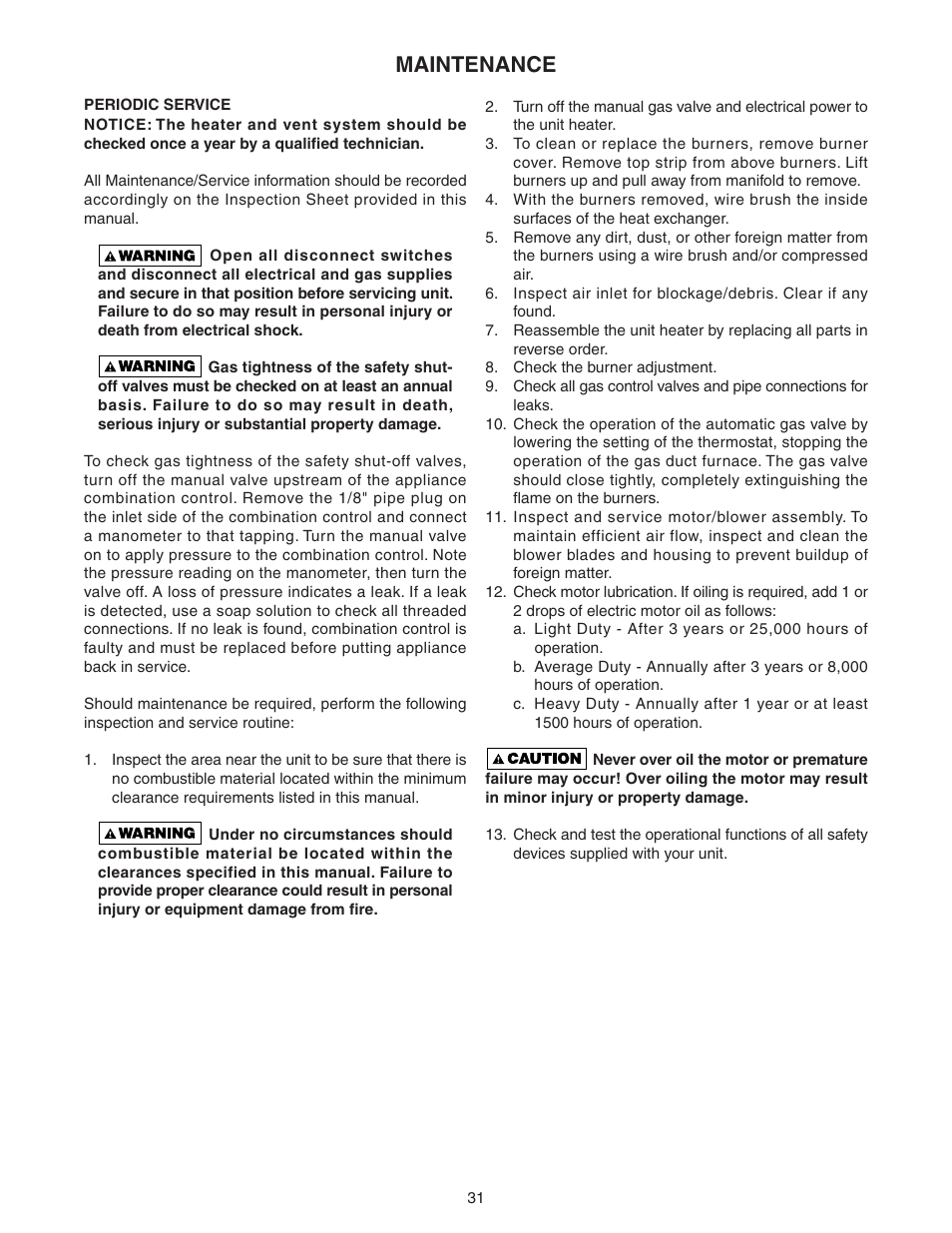 Maintenance | Sterling SC User Manual | Page 31 / 36