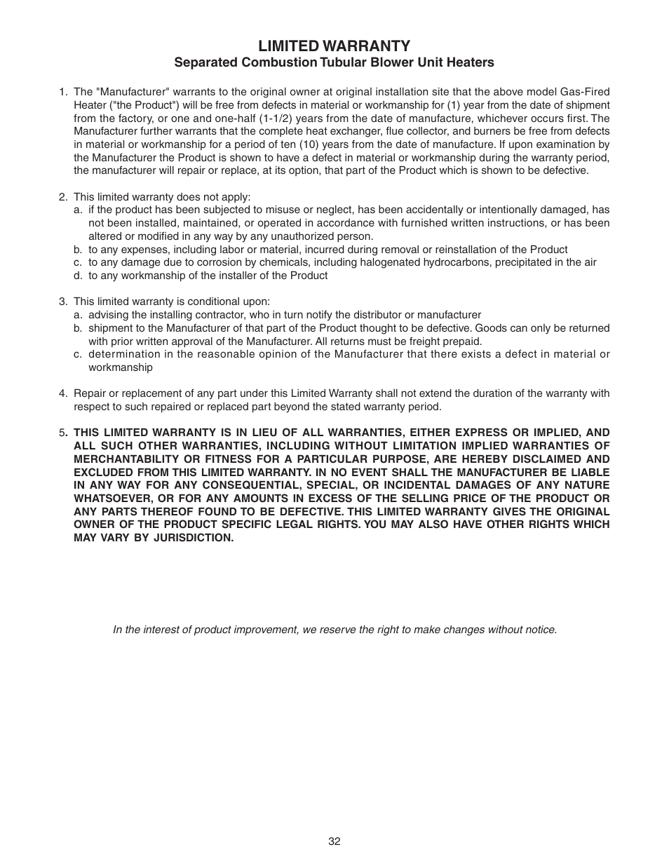 Limited warranty | Sterling SC User Manual | Page 32 / 36
