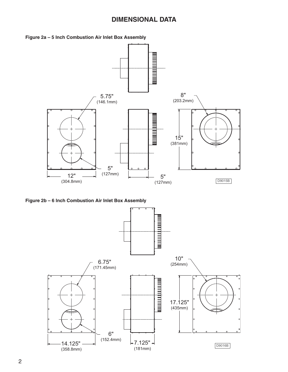 Dimensional data | Sterling SF User Manual | Page 2 / 8