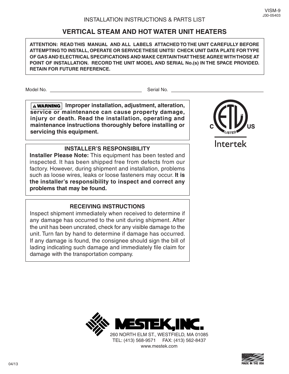 Sterling VS User Manual | 28 pages