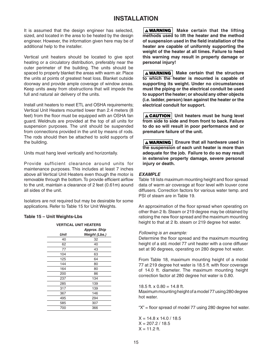 Installation | Sterling VS User Manual | Page 15 / 28