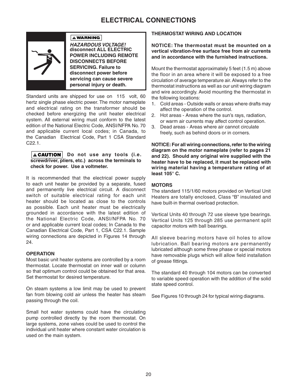 Electrical connections | Sterling VS User Manual | Page 20 / 28