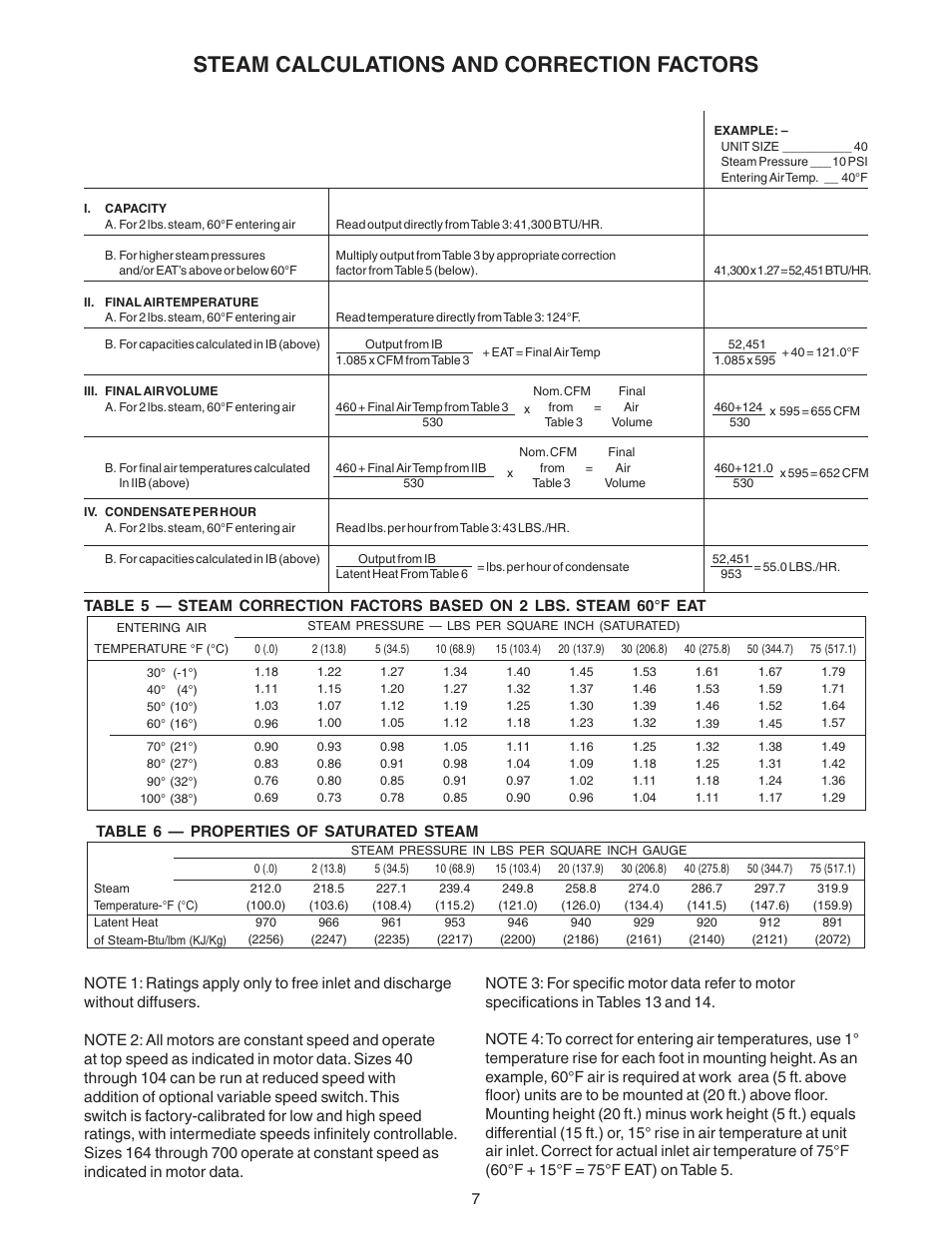 Steam calculations and correction factors | Sterling VS User Manual | Page 7 / 28