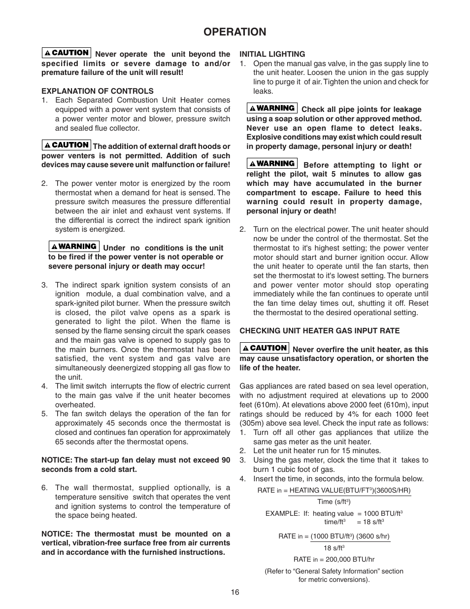 Operation | Sterling QVSB User Manual | Page 16 / 32