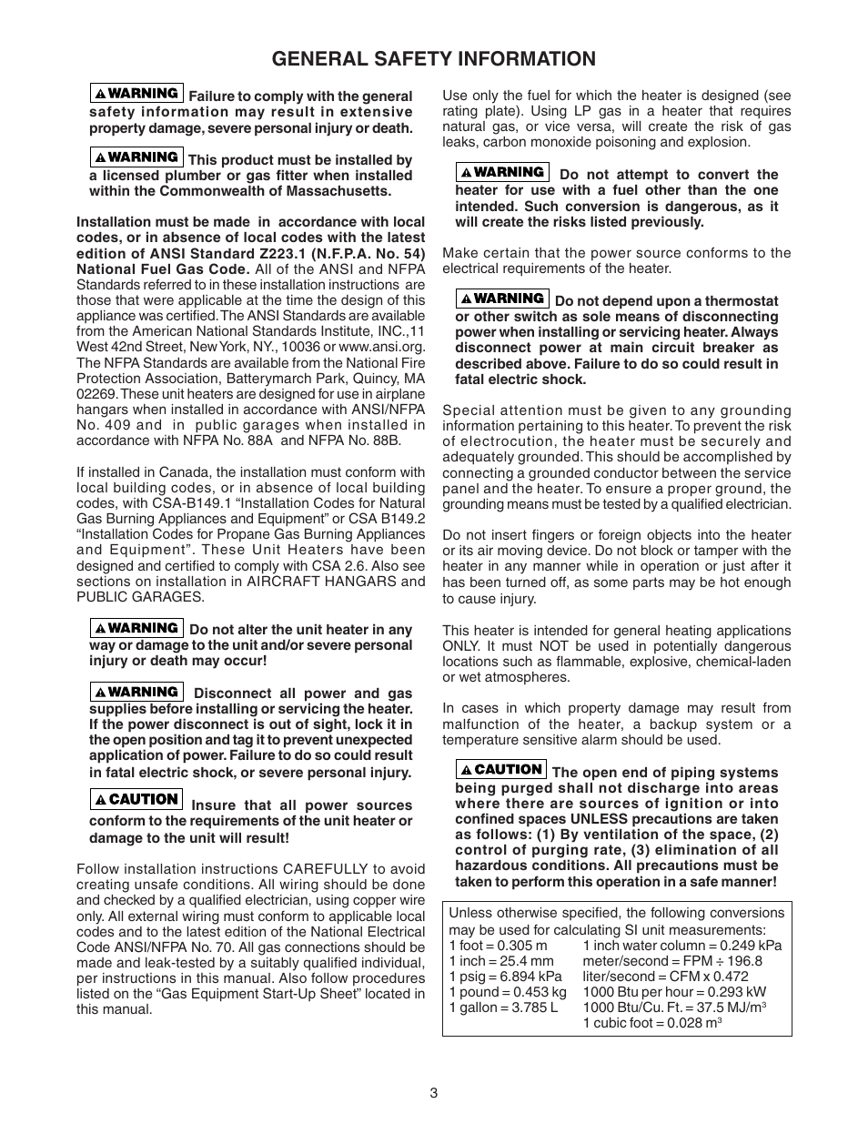 General safety information | Sterling QVSB User Manual | Page 3 / 32