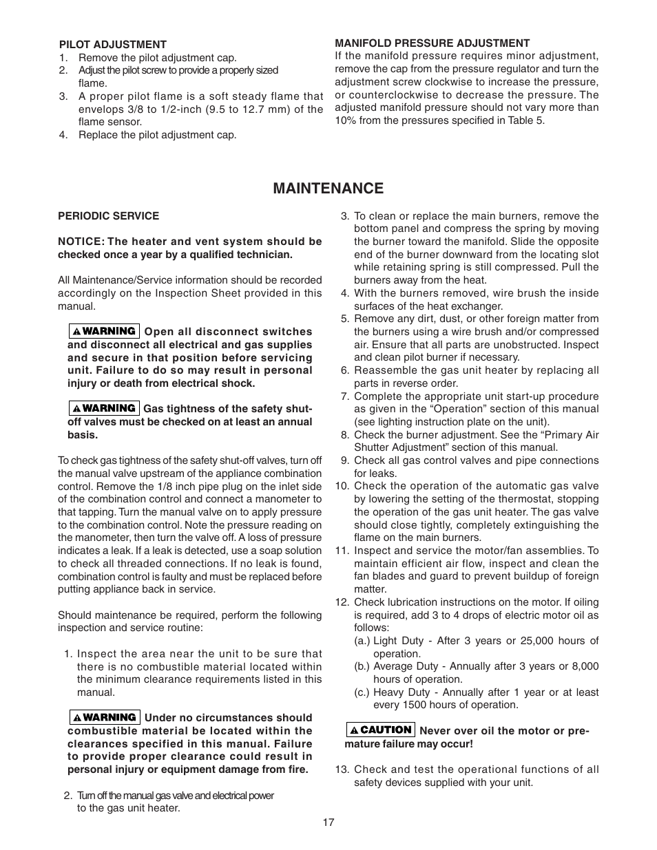 Maintenance | Sterling QVEF User Manual | Page 17 / 28