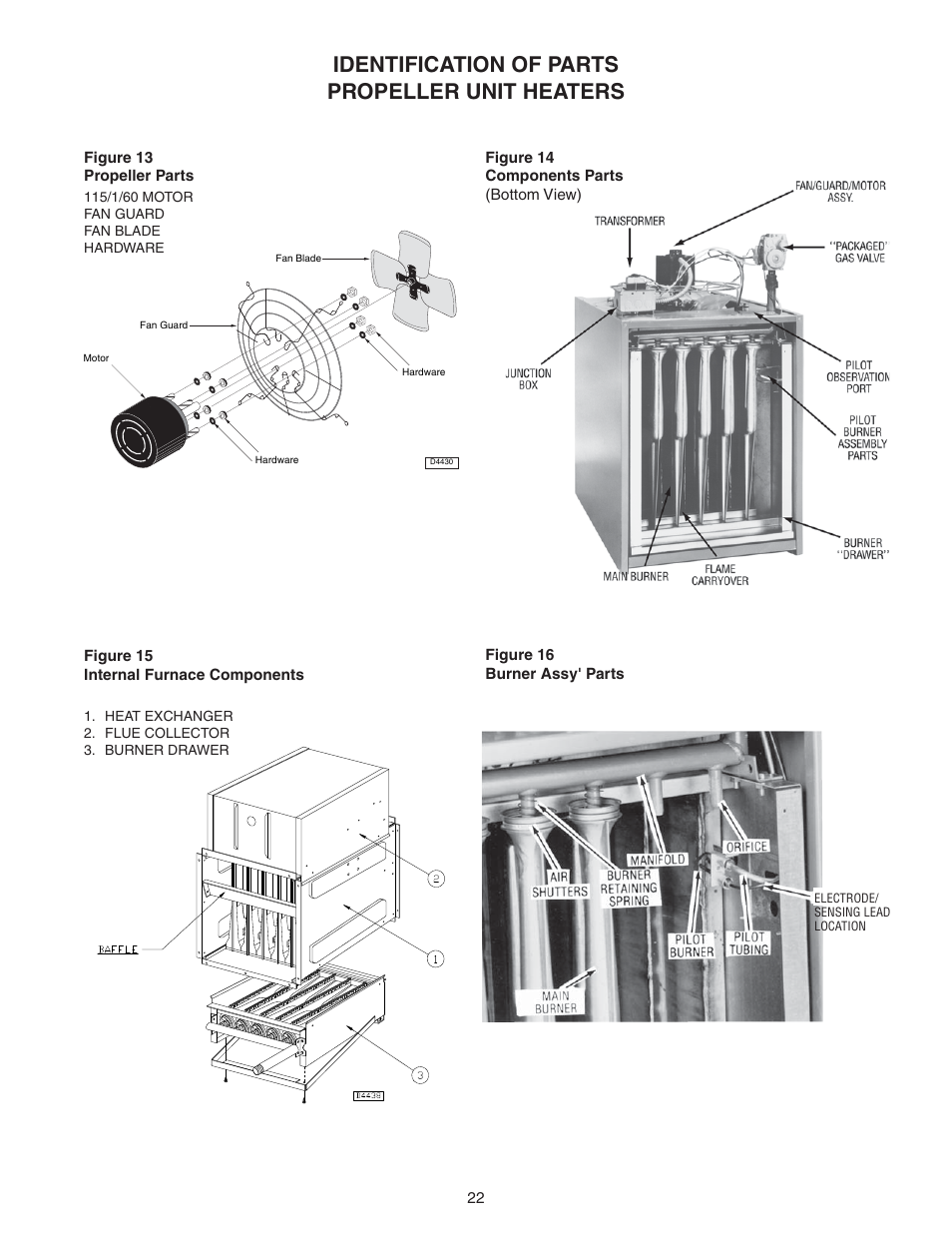 Identification of parts propeller unit heaters | Sterling QVEF User Manual | Page 22 / 28