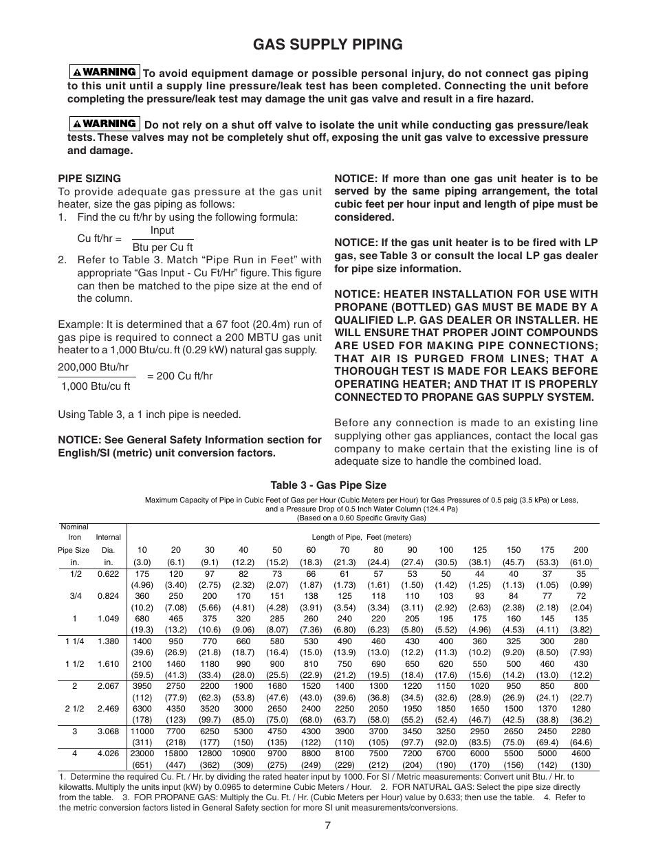 Gas supply piping | Sterling QVEF User Manual | Page 7 / 28