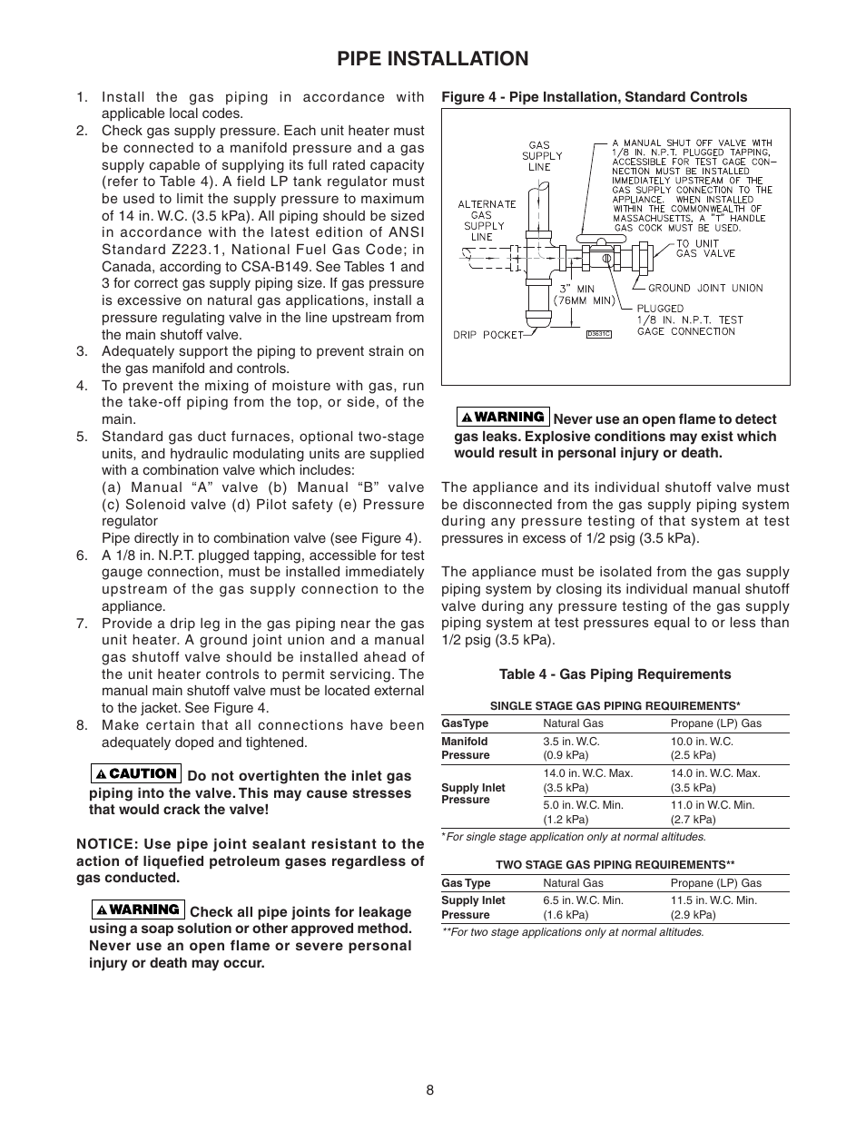 Pipe installation | Sterling QVEF User Manual | Page 8 / 28