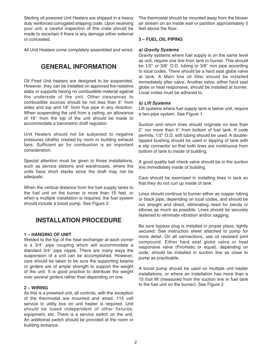 General information, Installation procedure | Sterling QVOF User Manual | Page 2 / 8