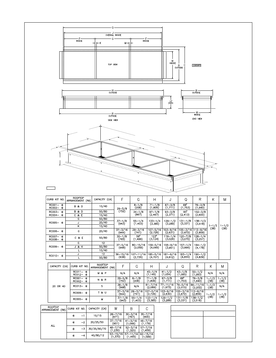 Figure 5 - roof curb kits dimensional data | Sterling RT User Manual | Page 7 / 36