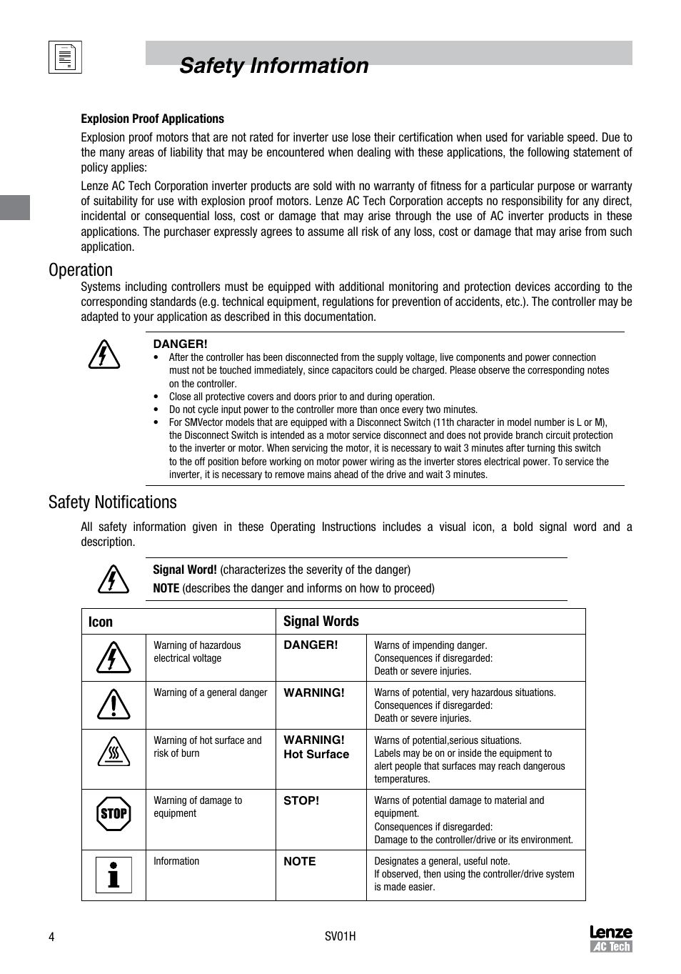 Safety information, Operation, Safety notifications | Sterling RT User Manual | Page 5 / 50