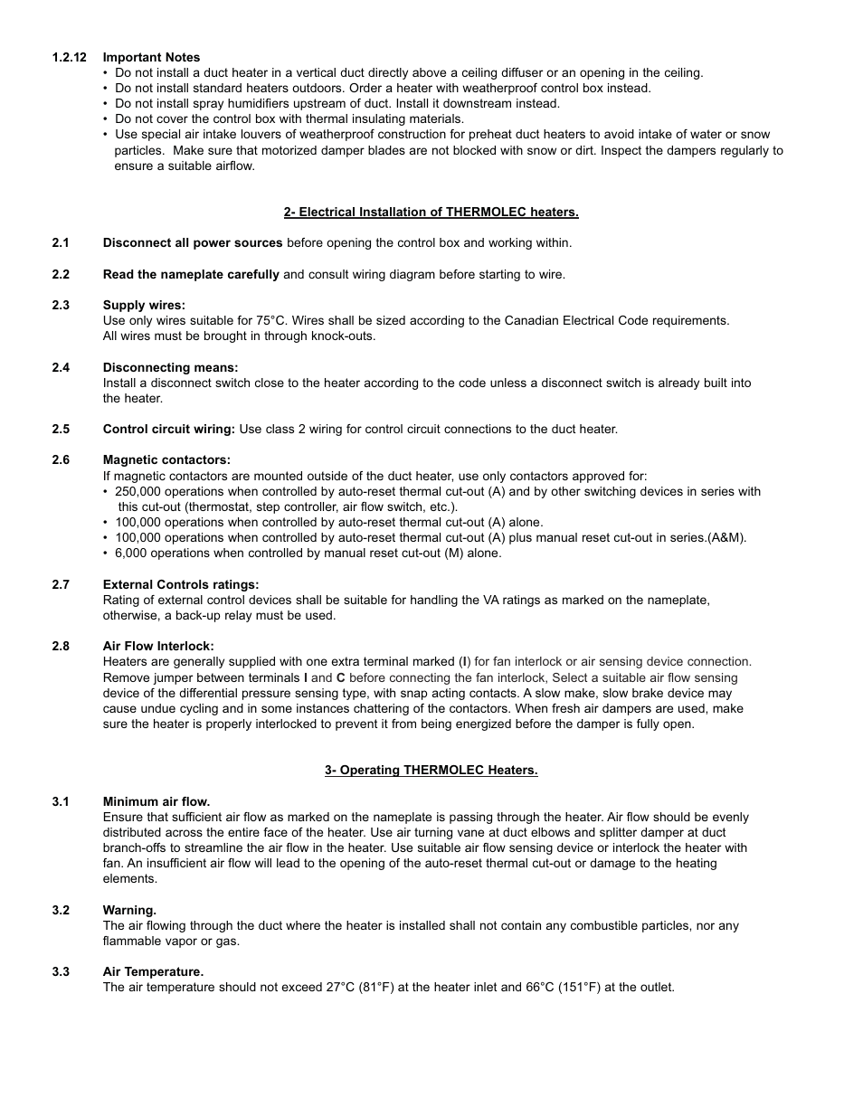 Thermolec Open coil heaters User Manual | Page 2 / 4