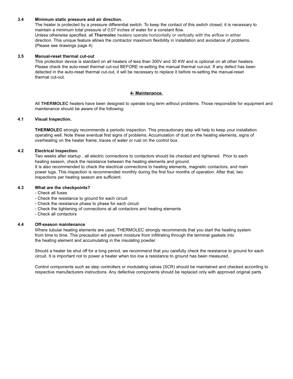 Thermolec Open coil heaters User Manual | Page 3 / 4