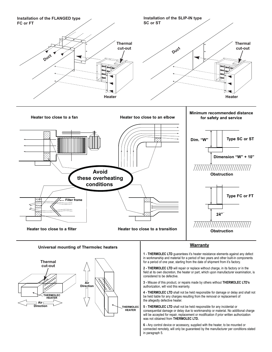 Overheating conditions, Avoid these overheating conditions | Thermolec Open coil heaters User Manual | Page 4 / 4