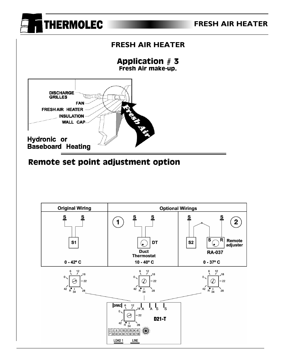 Fresh-air application 3, Remote set point adjustment option, Fresh air heater application # 3 | Fresh air heater | Thermolec Application &Technical Notes User Manual | Page 61 / 73
