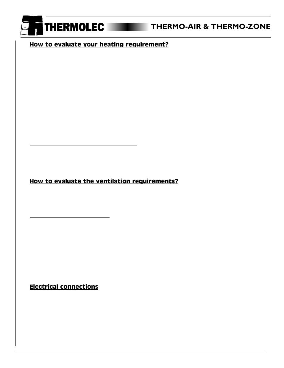 Electrical connections, Thermo-air & thermo-zone | Thermolec Application &Technical Notes User Manual | Page 64 / 73