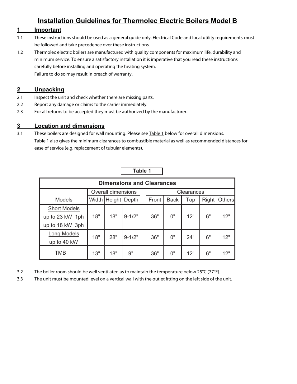 Thermolec Mini Boiler User Manual | Page 3 / 21