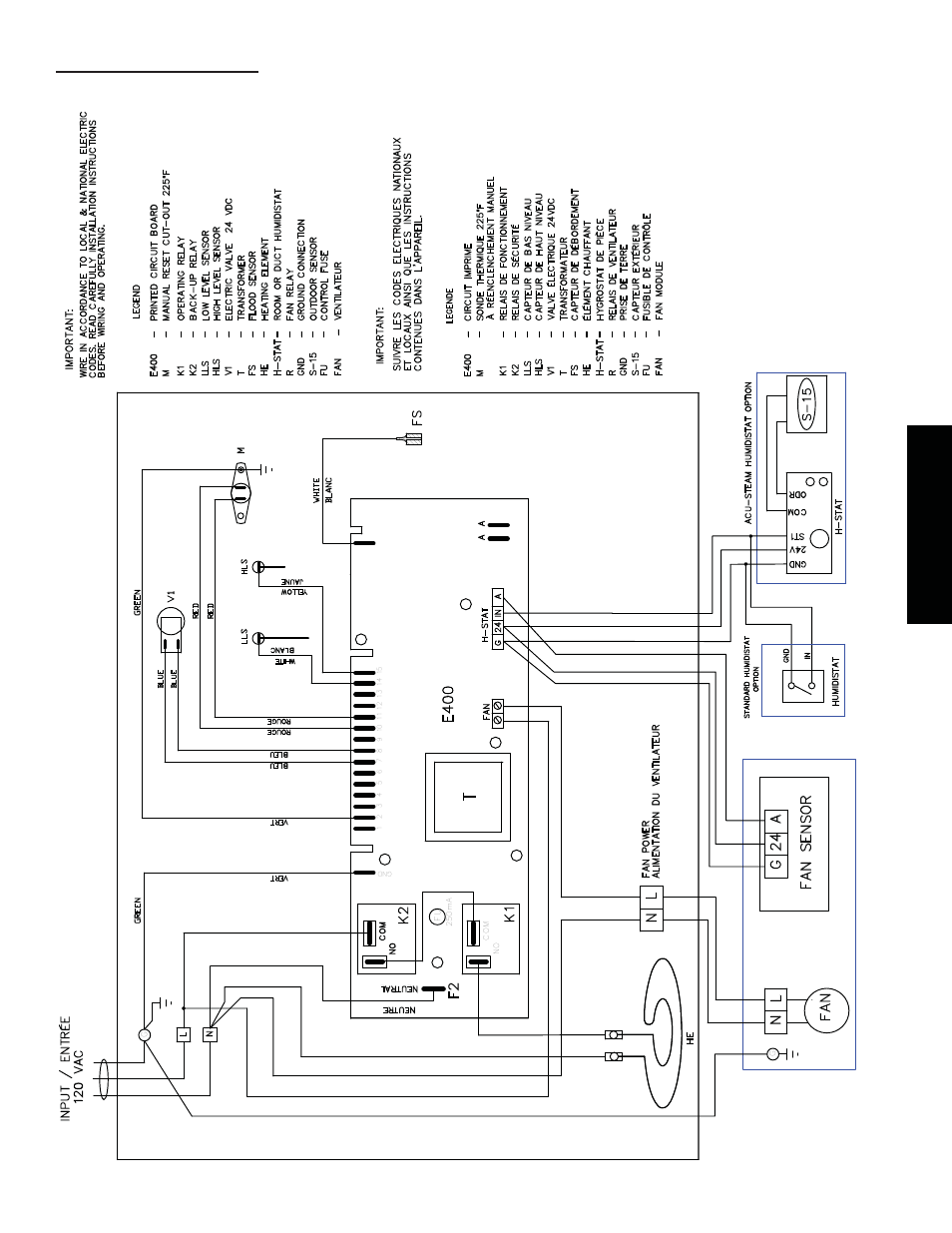 Contract or, 120v model, Ac u-5-sp | Wiring diagrams, Page 27, E400, Nl n l fan, G24 a fan sensor | Thermolec Split|Steam User Manual | Page 29 / 31