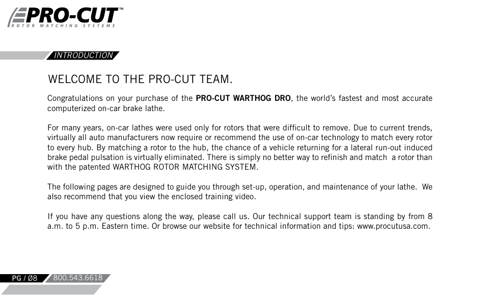 Welcome to the pro-cut team | Pro-Cut Warthog User Manual | Page 8 / 88