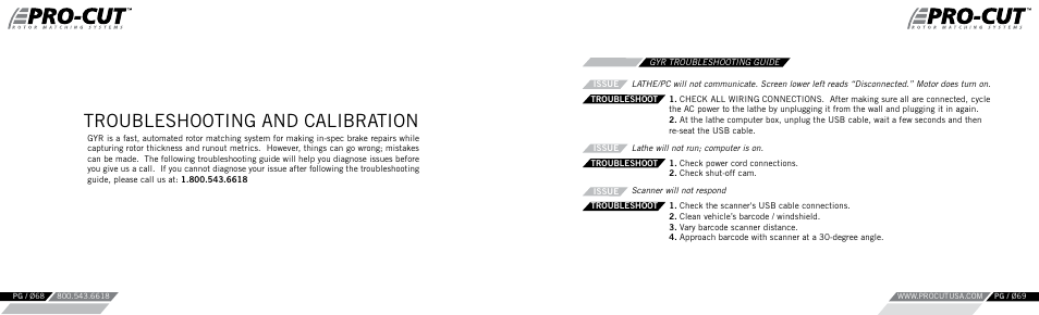 Troubleshooting and calibration | Pro-Cut PFM 9.2 User Manual | Page 35 / 46