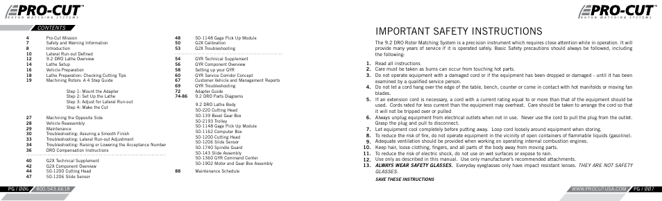 Important safety instructions | Pro-Cut PFM 9.2 User Manual | Page 4 / 46