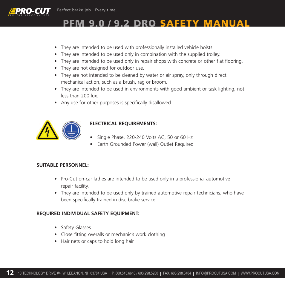 Pfm 9.0 / 9.2 dro safety manual | Pro-Cut PFM 9.2 User Manual | Page 12 / 14