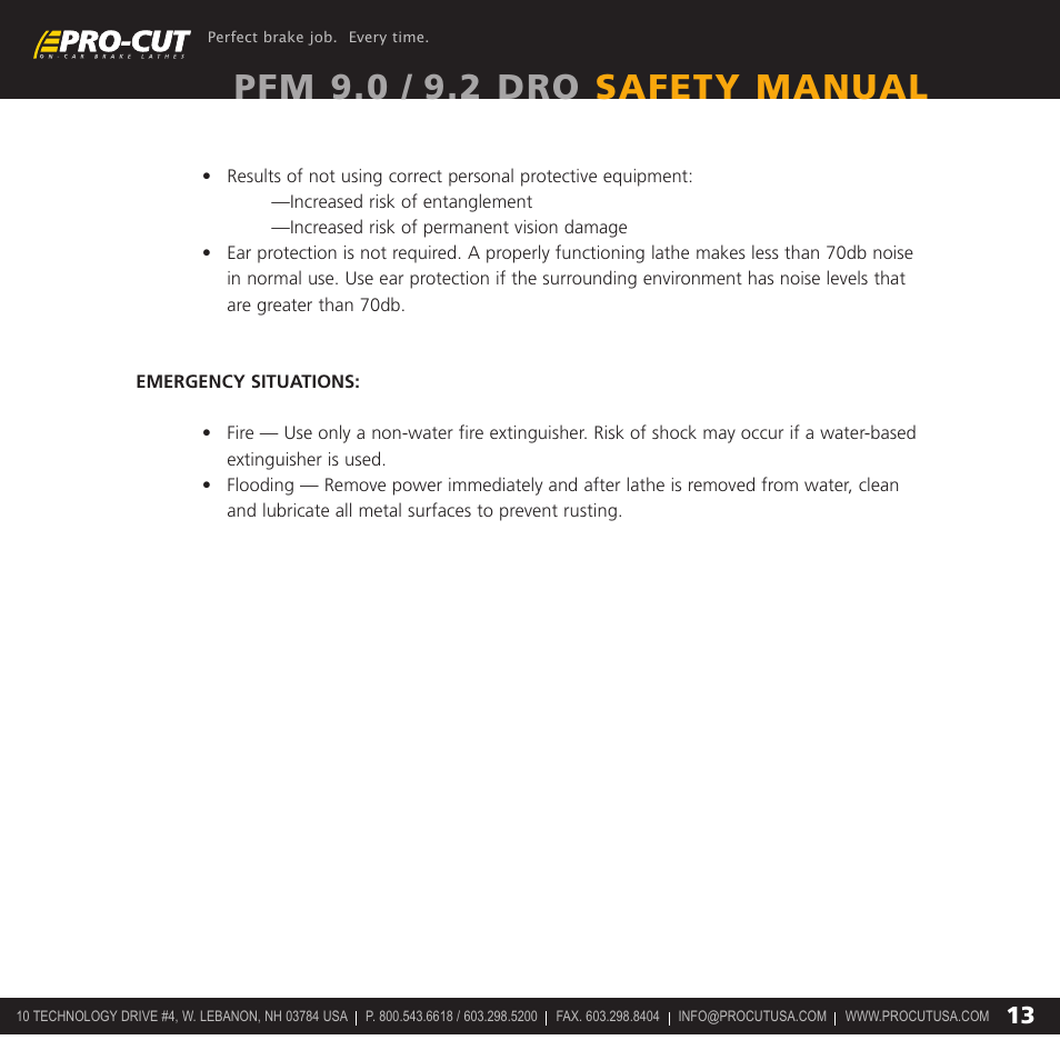 Pfm 9.0 / 9.2 dro safety manual | Pro-Cut PFM 9.2 User Manual | Page 13 / 14