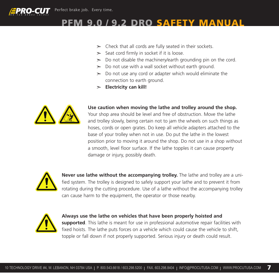 Pfm 9.0 / 9.2 dro safety manual | Pro-Cut PFM 9.2 User Manual | Page 7 / 14