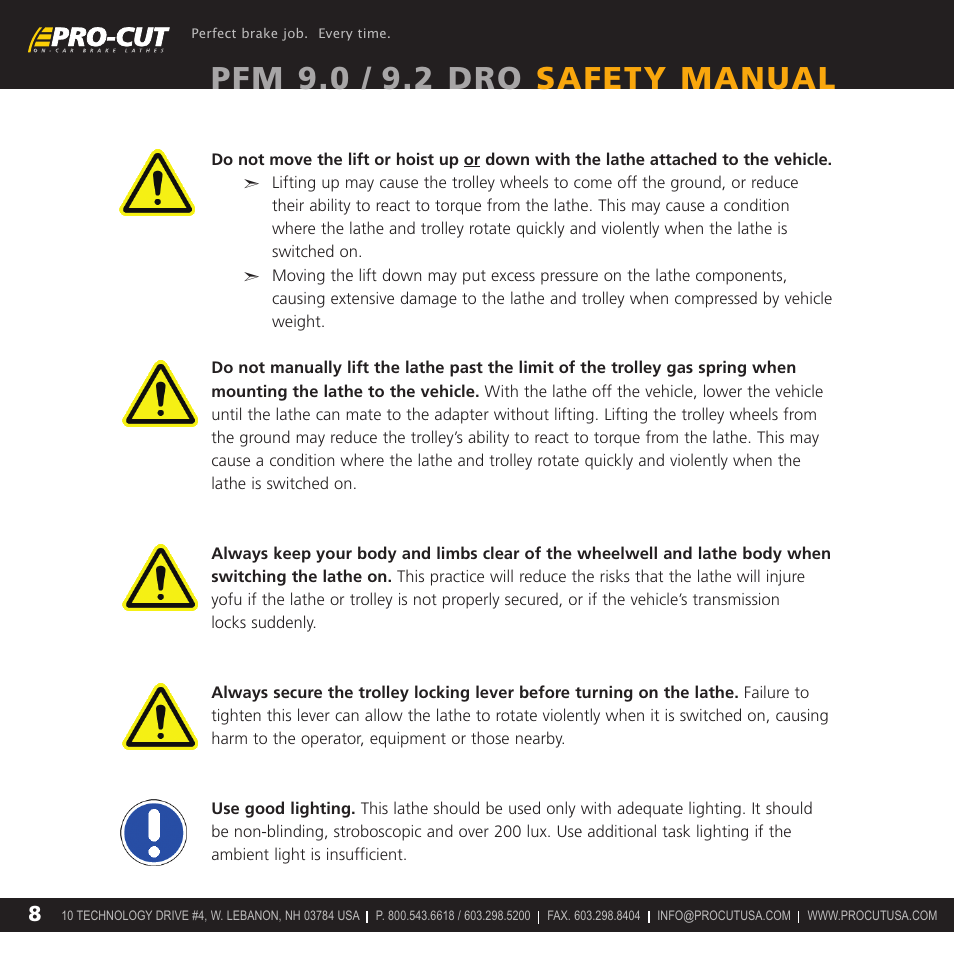 Pfm 9.0 / 9.2 dro safety manual | Pro-Cut PFM 9.2 User Manual | Page 8 / 14