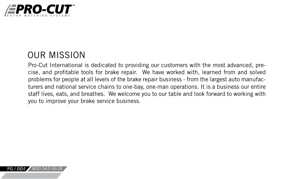 Our mission | Pro-Cut PFM 9.0 User Manual | Page 4 / 52