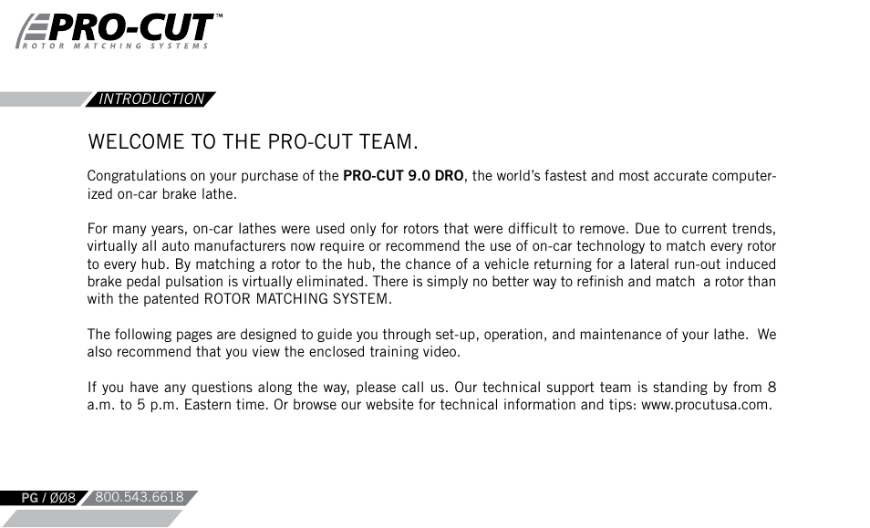Welcome to the pro-cut team | Pro-Cut PFM 9.0 User Manual | Page 8 / 52