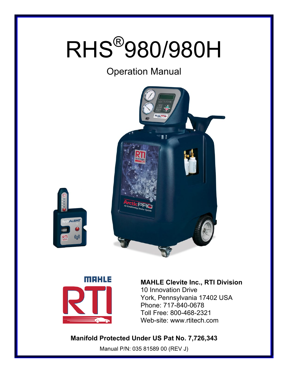 MAHLE RTI RHS980H User Manual | 41 pages