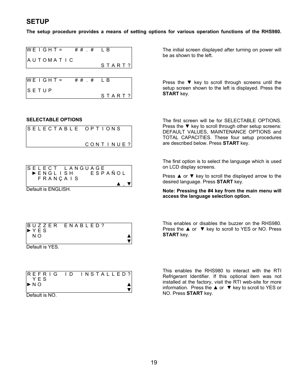 Setup | MAHLE RTI RHS980H User Manual | Page 20 / 41