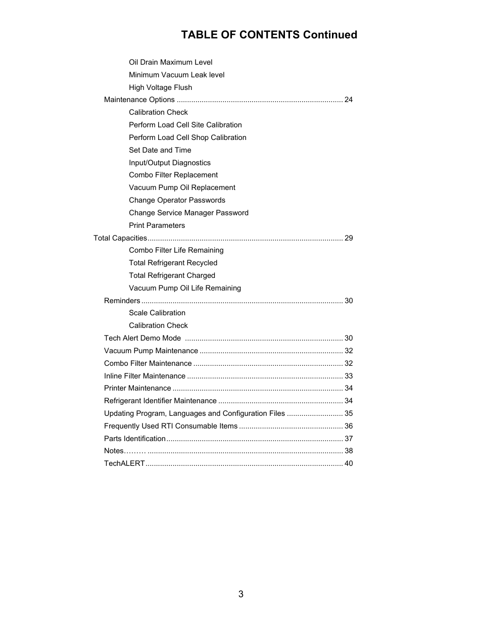 Table of contents continued | MAHLE RTI RHS980H User Manual | Page 4 / 41