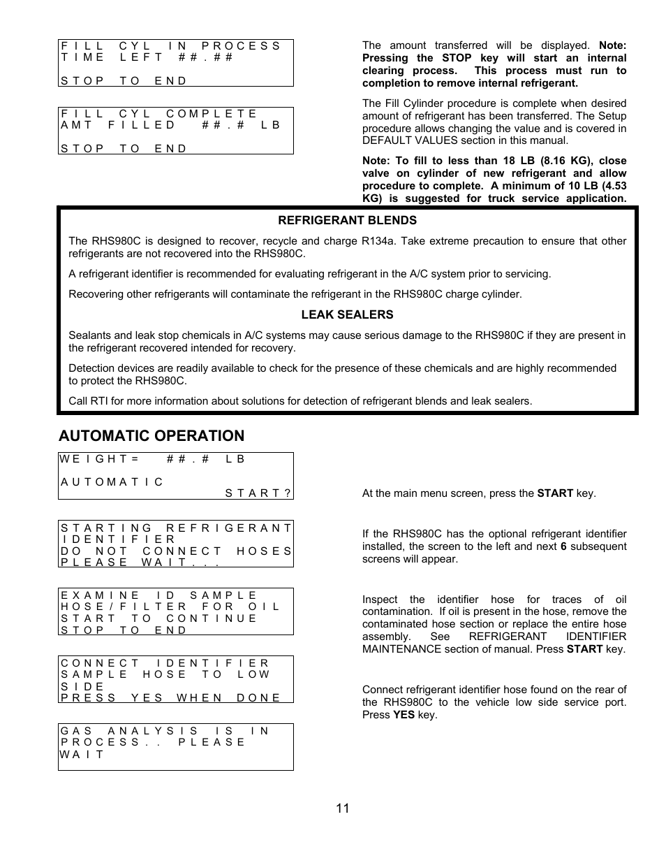 Automatic operation | MAHLE RTI RHS980C User Manual | Page 12 / 45