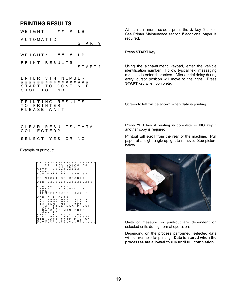 Printing results | MAHLE RTI RHS980C User Manual | Page 20 / 45