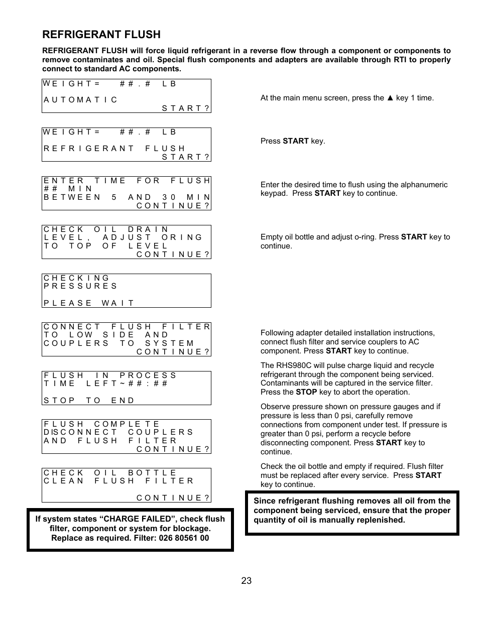 Refrigerant flush | MAHLE RTI RHS980C User Manual | Page 24 / 45