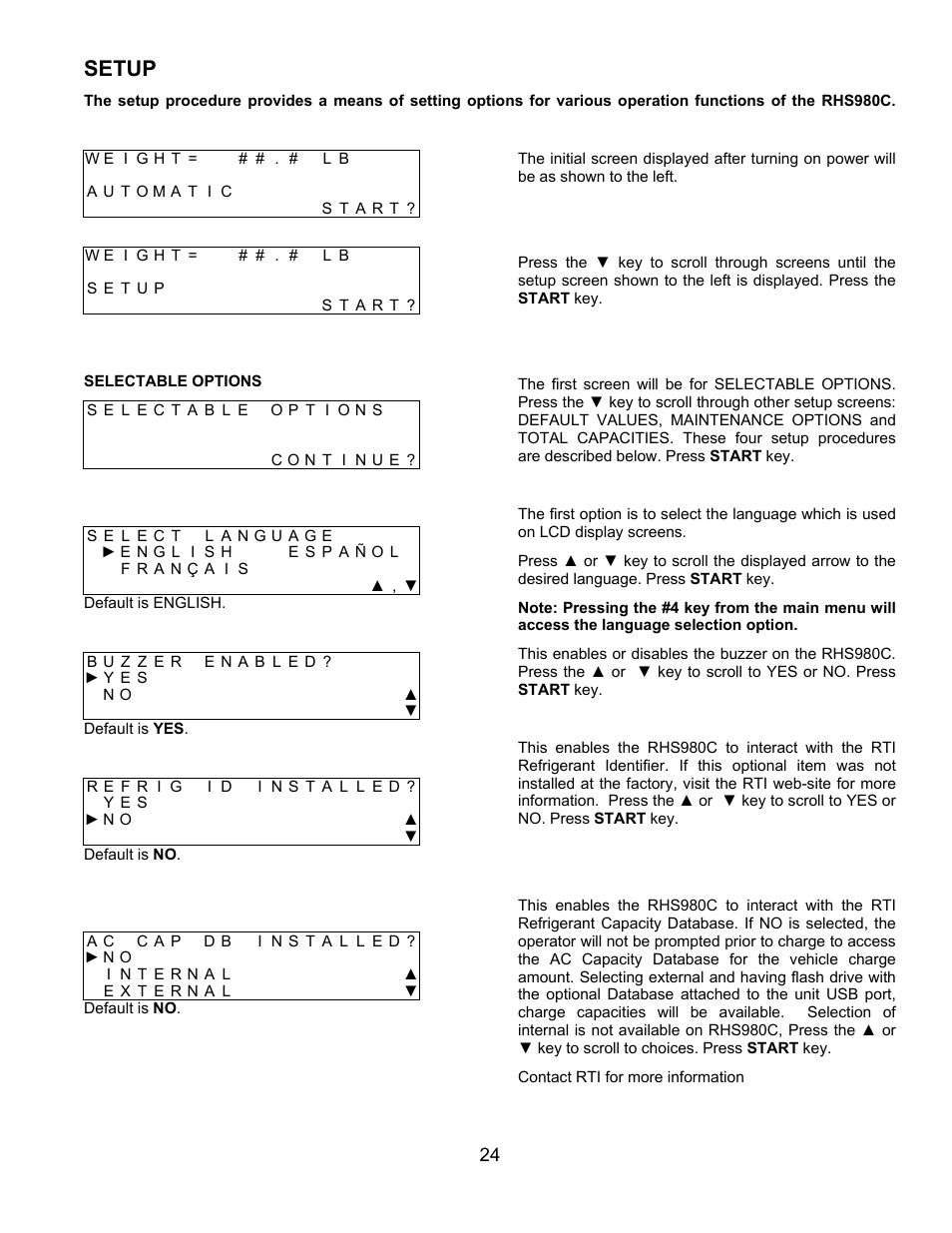 Setup | MAHLE RTI RHS980C User Manual | Page 25 / 45