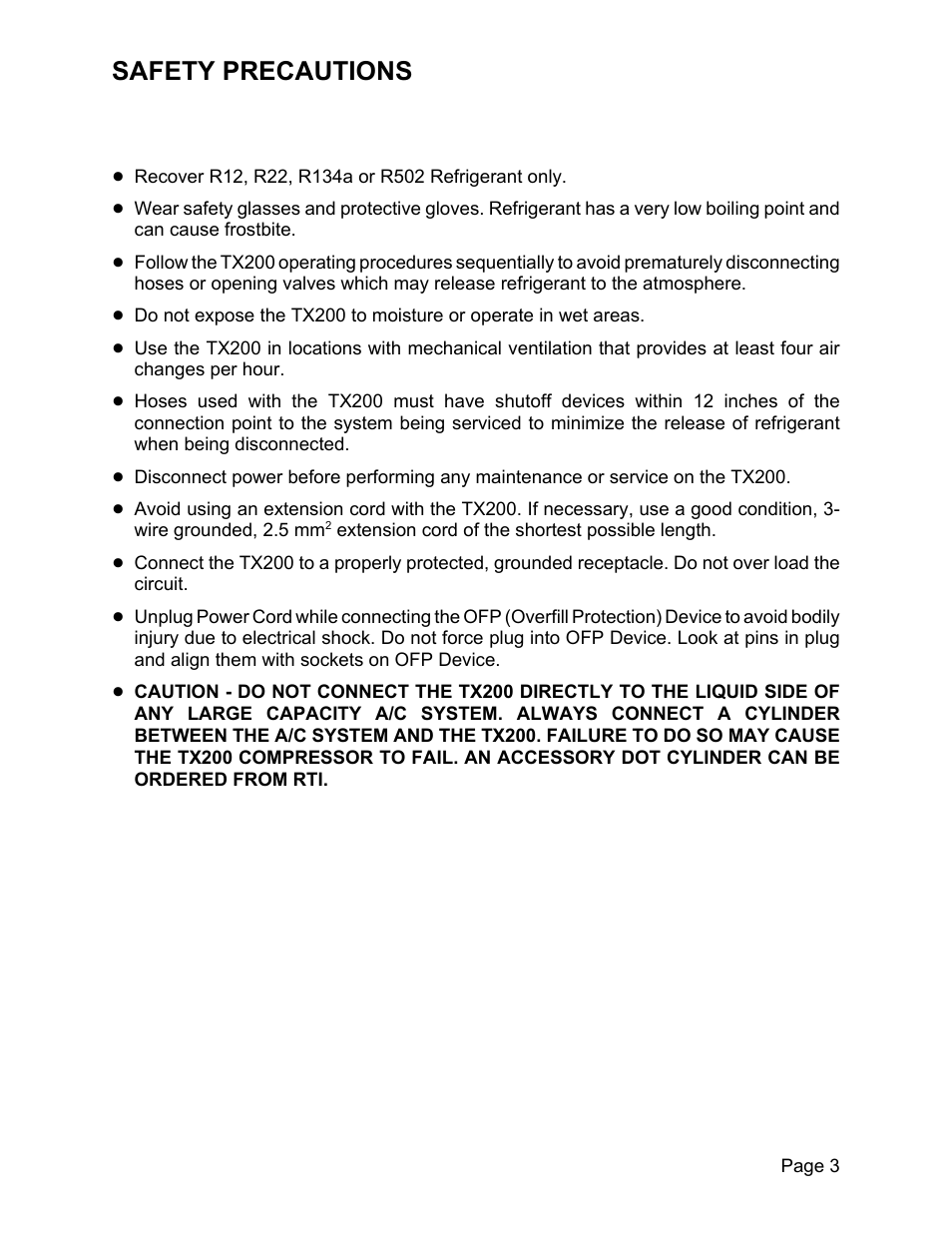 Safety precautions | MAHLE RTI TX200 User Manual | Page 4 / 17