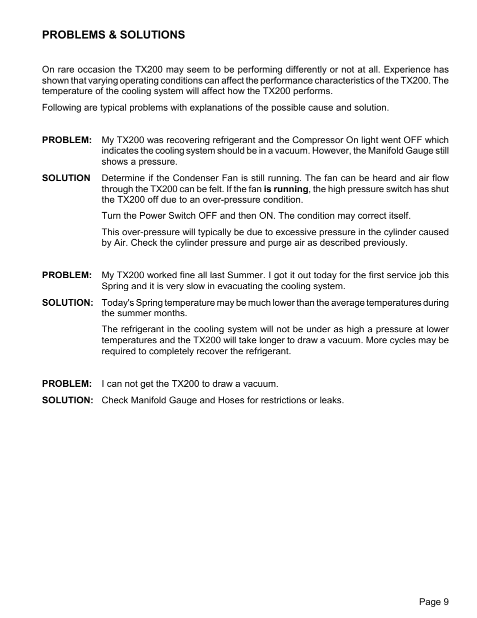 Problems & solutions | MAHLE RTI TX200 User Manual | Page 10 / 12